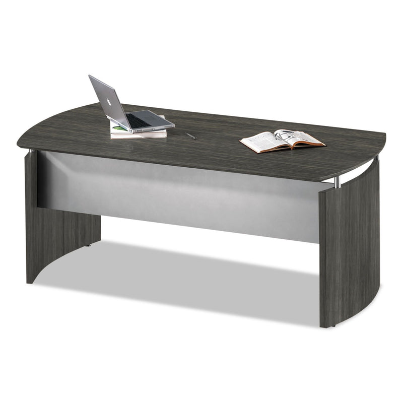 Medina Series Laminate Curved Desk Base, 72w X 36d X 29 1/2h, Gray Steel