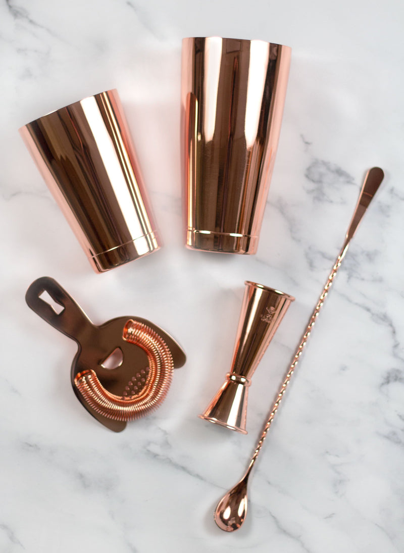 Mercer M37101CP Basic Cocktail Shaker Set in Copper Plated Finish