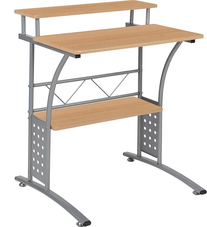 Clifton Maple Computer Desk with Top and Lower Storage Shelves by Flash Furniture