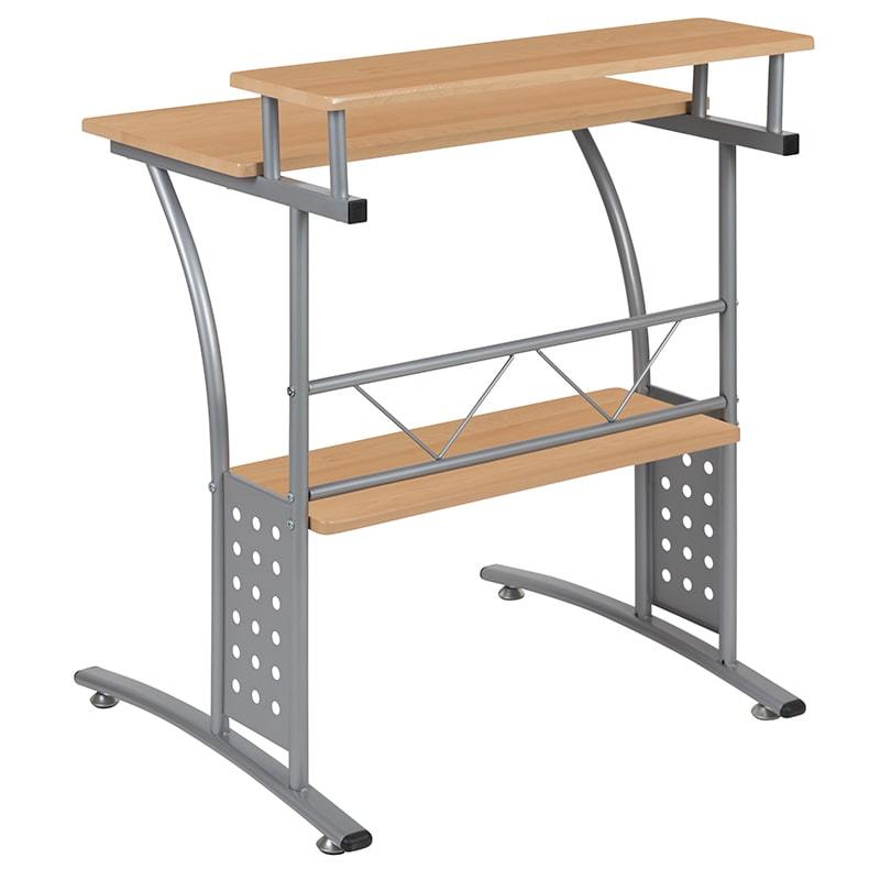 Clifton Maple Computer Desk with Top and Lower Storage Shelves by Flash Furniture
