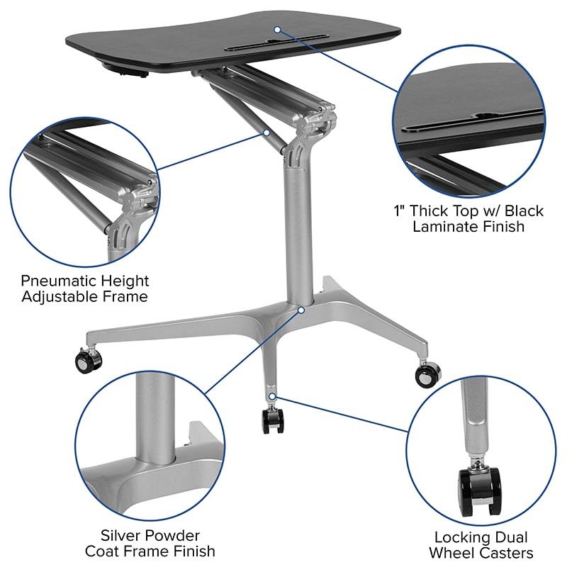 Mobile Sit-Down, Stand-Up Computer Ergonomic Desk by Flash Furniture