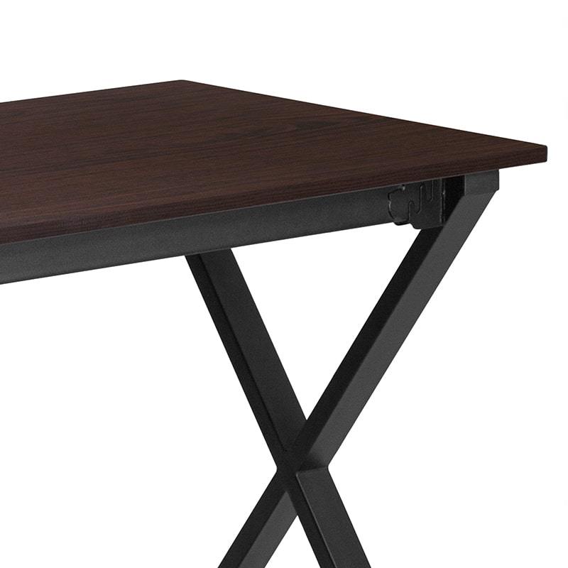 Walnut Computer Desk with Black Metal Frame by Flash Furniture