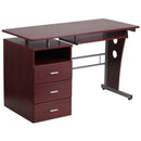 Mahogany Desk with Three Drawer Pedestal and Pull-Out Keyboard Tray by Flash Furniture