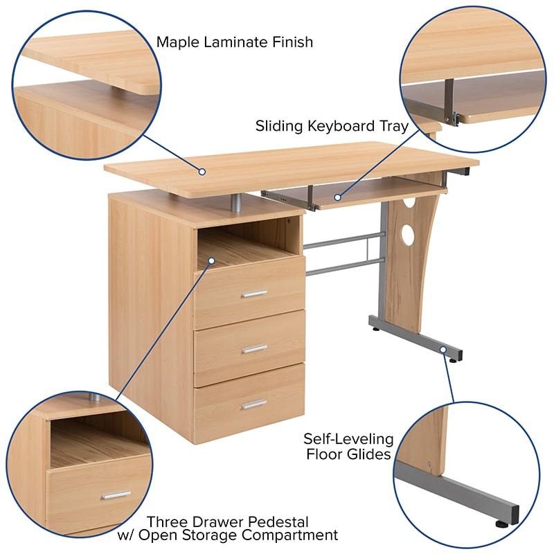 Three Drawer Pedestal and Pull-Out Keyboard Tray by Flash Furniture