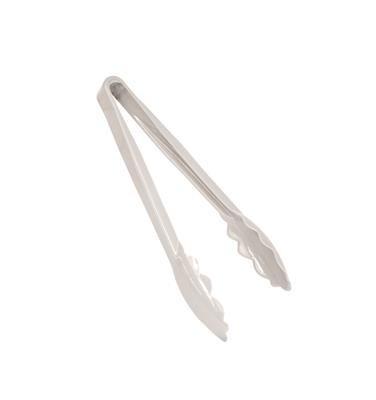 Thunder Group PLSGTG009WH 9" White Polycarbonate Scallop Grip Tong