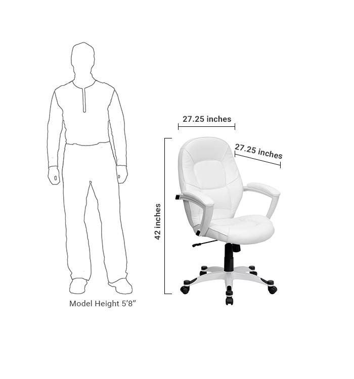 Flash Furniture QD-5058M-WHITE-GG Mid-Back White Leather Executive Swivel Office Chair With Synchro-Tilt Mechanism