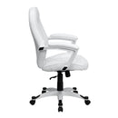 Flash Furniture QD-5058M-WHITE-GG Mid-Back White Leather Executive Swivel Office Chair With Synchro-Tilt Mechanism