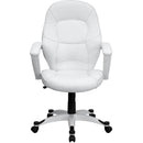 Flash Furniture QD-5058M-WHITE-GG Mid-Back White Leather Executive Swivel Office Chair With Synchro-Tilt Mechanism