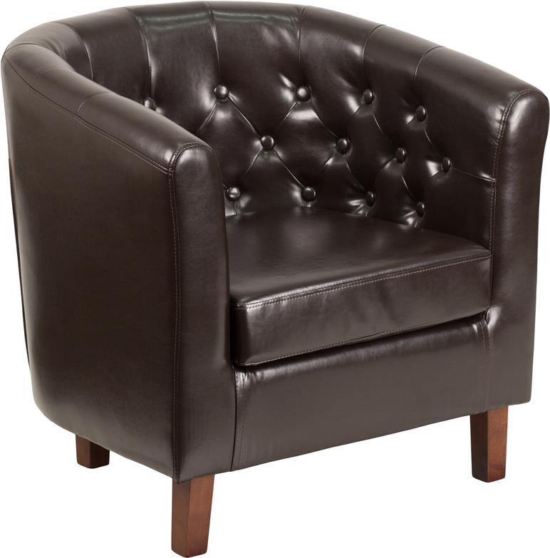 Flash Furniture Hercules Cranford Series Leather Tufted Barrel Chair