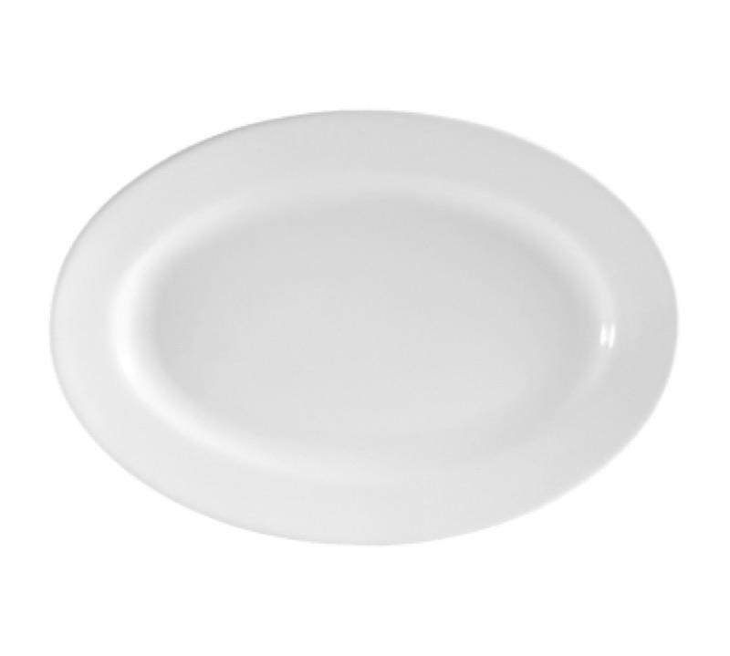 CAC China RCN-41 Clinton 13 3/4" x 9 7/8" Platter (One Dozen) - White