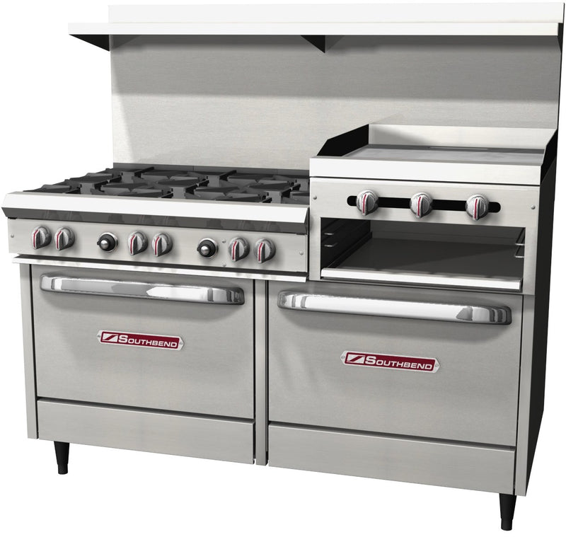 Southbend S60DD-2RR 60" 6 Burner Gas Range w/ Griddle (2) Standard Ovens