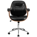 Flash Furniture Mid-Back Black Leather Executive Wood Swivel Office Chair