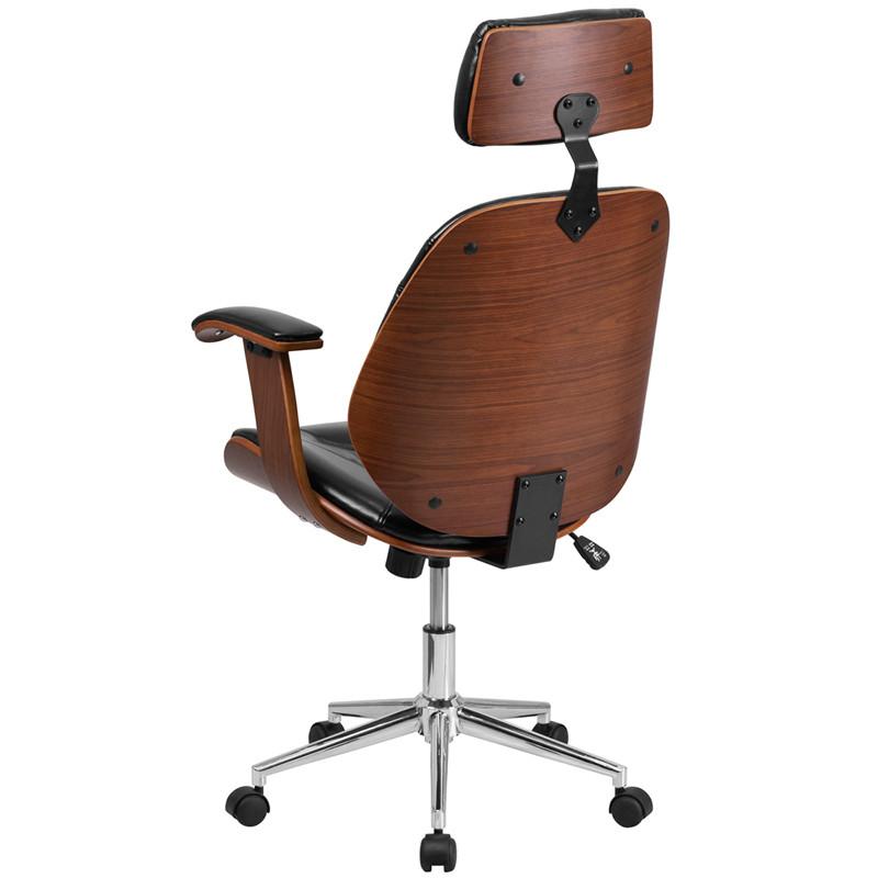 Flash Furniture High Back Black Leather Executive Wood Swivel Office Chair