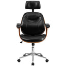 Flash Furniture High Back Black Leather Executive Wood Swivel Office Chair
