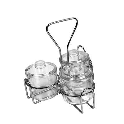 Thunder Group SLCJH003 3 Holes Chrome Plated Wire Condiment Jar Holder