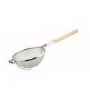 Winco MST-1010D 10-1/2" Double Mesh Reinforced Strainer with Round Wooden Handle