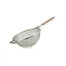 Winco MST-10RB 10-1/2" Double Mesh Stainless Steel Reinforced Bowl with Flat Wooden Handle