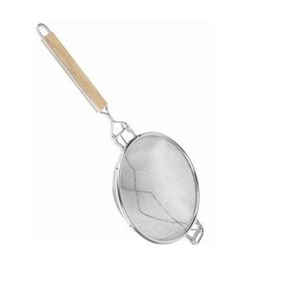 Thunder Group SLSTN3310R 10 1/2" Reinforced Wooden Handle Strainer / Double / Fine-Flat Handle