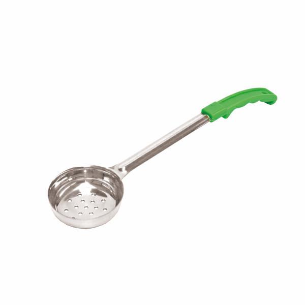 Thunder Group SLLD106P 6 Oz Stainless Steel Perforated Portion Controller with Green Handle