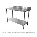 Stainless Steel Kitchen Work/Prep Tables w/4" Backsplash and Under Shelf