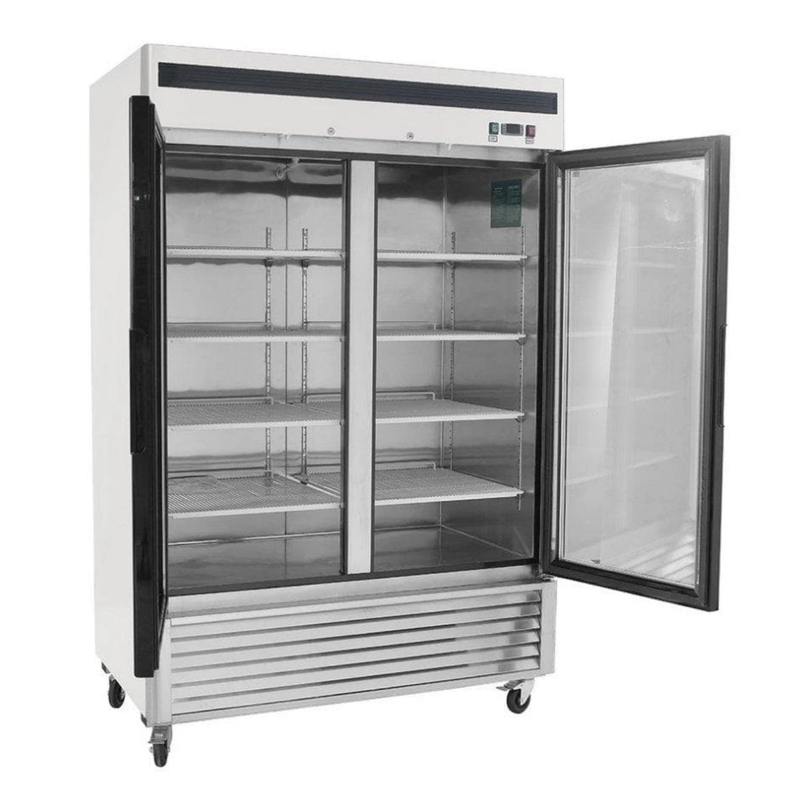 Suttonaire MCF8703 Double Swing Door 55" Wide Stainless Steel Display Freezer