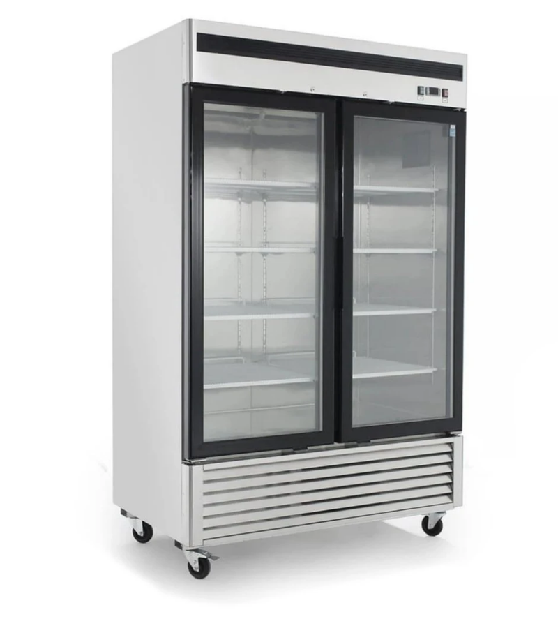 Suttonaire MCF8703 Double Swing Door 55" Wide Stainless Steel Display Freezer
