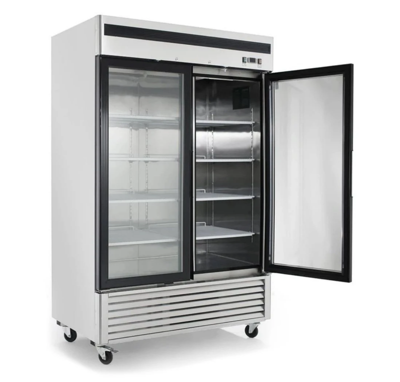 Suttonaire MCF8703 Double Swing Door 55" Wide Stainless Steel Display Freezer