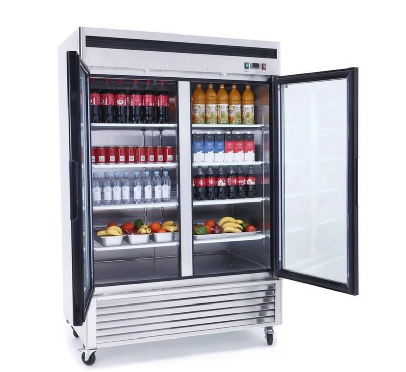Suttonaire MCF8703 Double Swing Door 55" Wide Stainless Steel Display Freezer