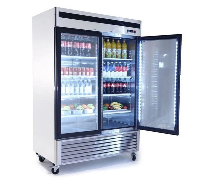 Suttonaire MCF8703 Double Swing Door 55" Wide Stainless Steel Display Freezer