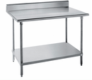 Advance Tabco KSS-245 60" 14 ga Work Table w/ Undershelf & 304 Series Stainless Top, 5" Backsplash