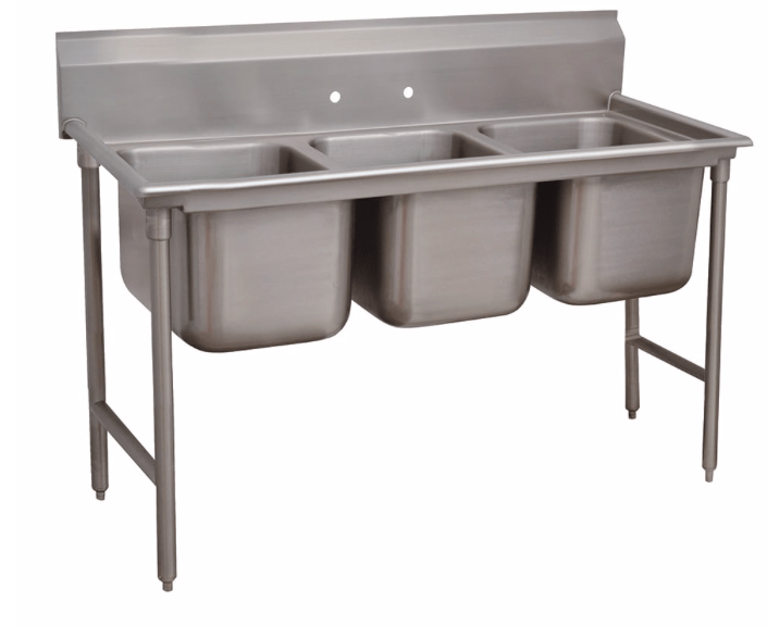 Advance Tabco 93-3-54 62" 3 Compartment Sink w/ 16"L x 20"W Bowl, 12" Deep