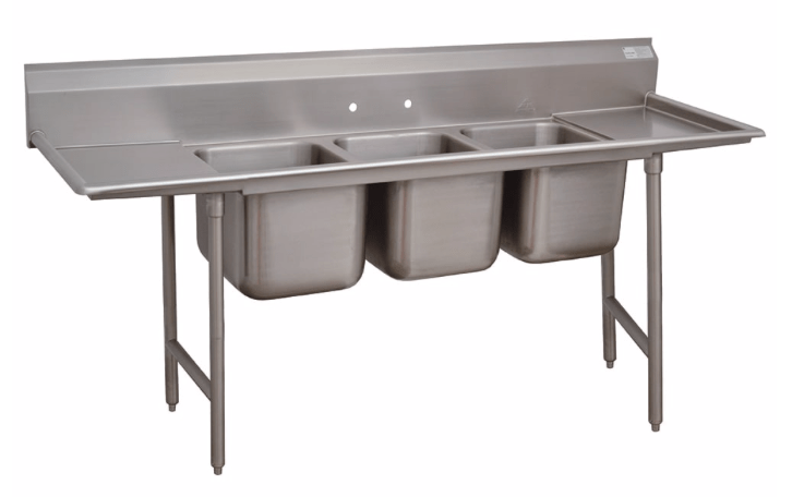 Advance Tabco 93-3-54-18RL 91" 3 Compartment Sink w/ 16"L x 20"W Bowl, 12" Deep