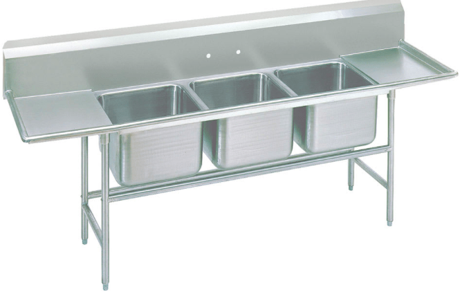 Advance Tabco 93-3-54-24RL 103" 3 Compartment Sink w/ 16"L x 20"W Bowl, 12" Deep