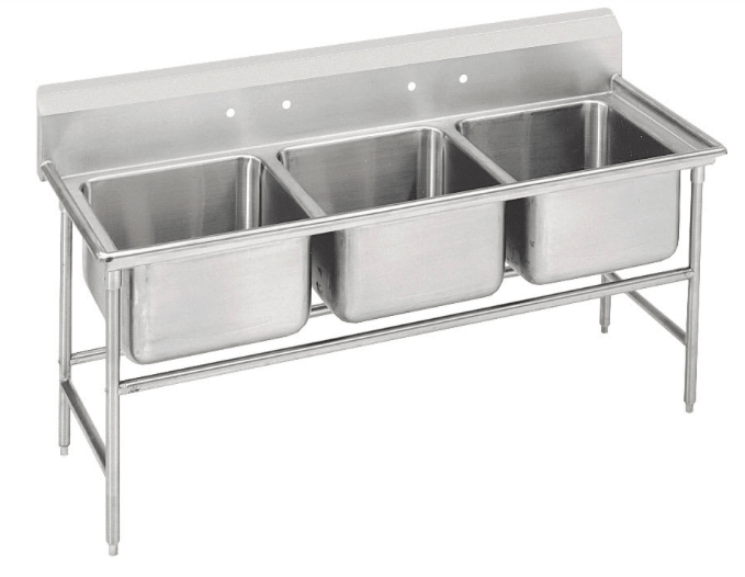 Advance Tabco 93-23-60 74" 3 Compartment Sink w/ 20"L x 20"W Bowl, 12" Deep