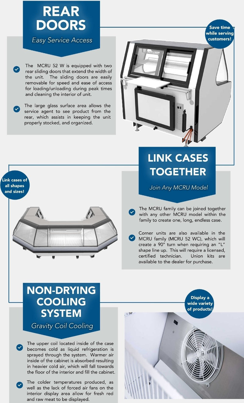 Pro-Kold MCRU-52-W Curved Glass 51" Refrigerated Fresh Meat Display Case - REMOTE CONDENSING UNIT, NOT INCLUDED