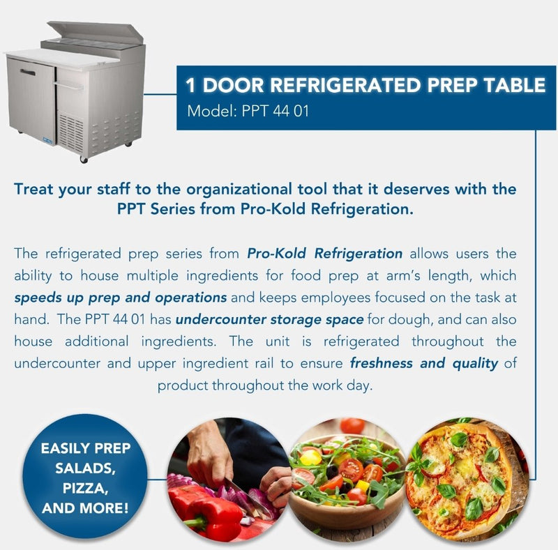 Pro Kold PPT-44-01 Single Door 44" Pizza Prep Table