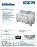 Pro Kold PPT-67-11 Double Door 67" Pizza Prep Table