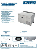 Pro-Kold UCT-44-01 Single Door 44" Refrigerated Work Table