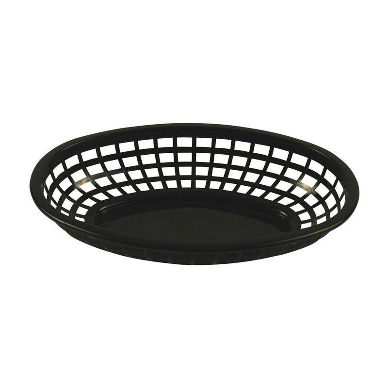 Tablecraft 1074BK 9" Oval Black Plastic Basket