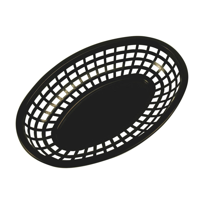 Tablecraft 1074BK 9" Oval Black Plastic Basket