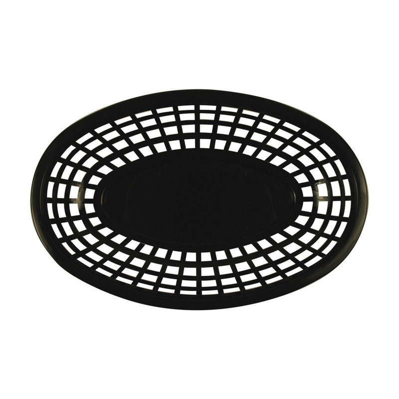 Tablecraft 1074BK 9" Oval Black Plastic Basket