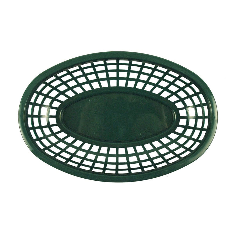 Tablecraft 1074FG 9" Oval Forest Green Plastic Basket