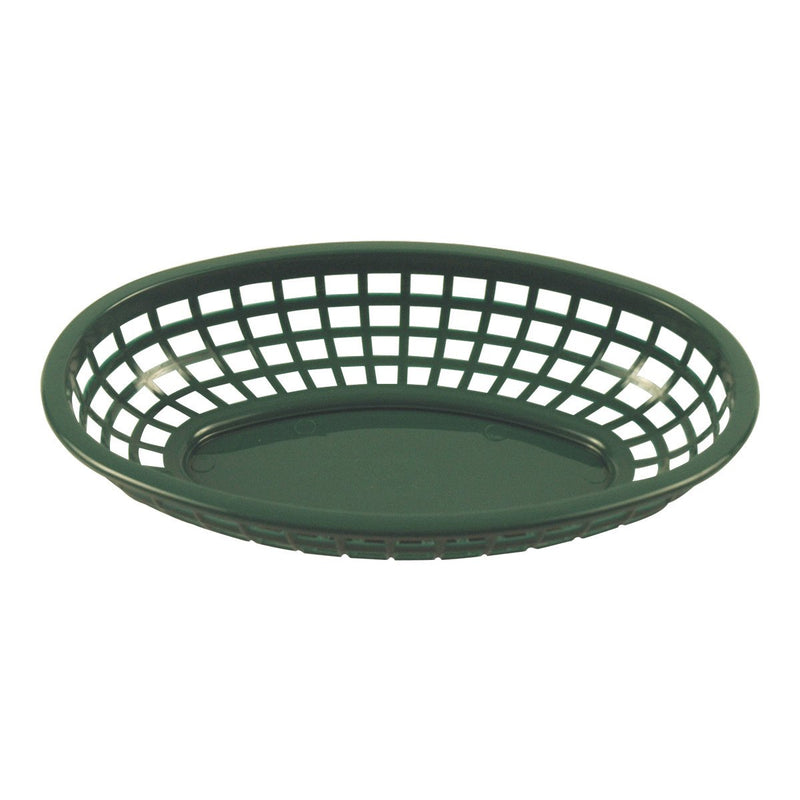 Tablecraft 1074FG 9" Oval Forest Green Plastic Basket