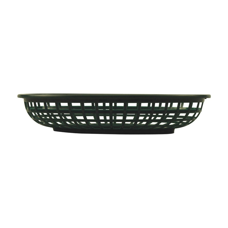 Tablecraft 1074FG 9" Oval Forest Green Plastic Basket