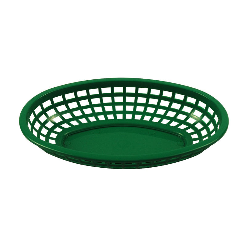 Tablecraft 1074G 9" Oval Green Plastic Basket