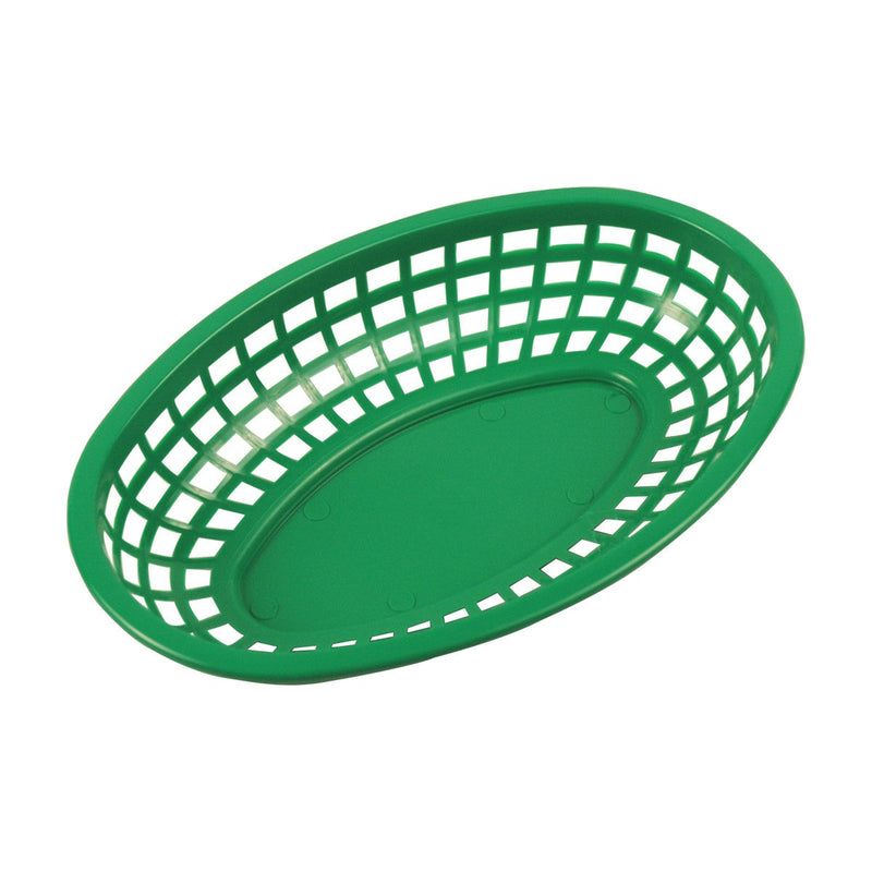 Tablecraft 1074G 9" Oval Green Plastic Basket