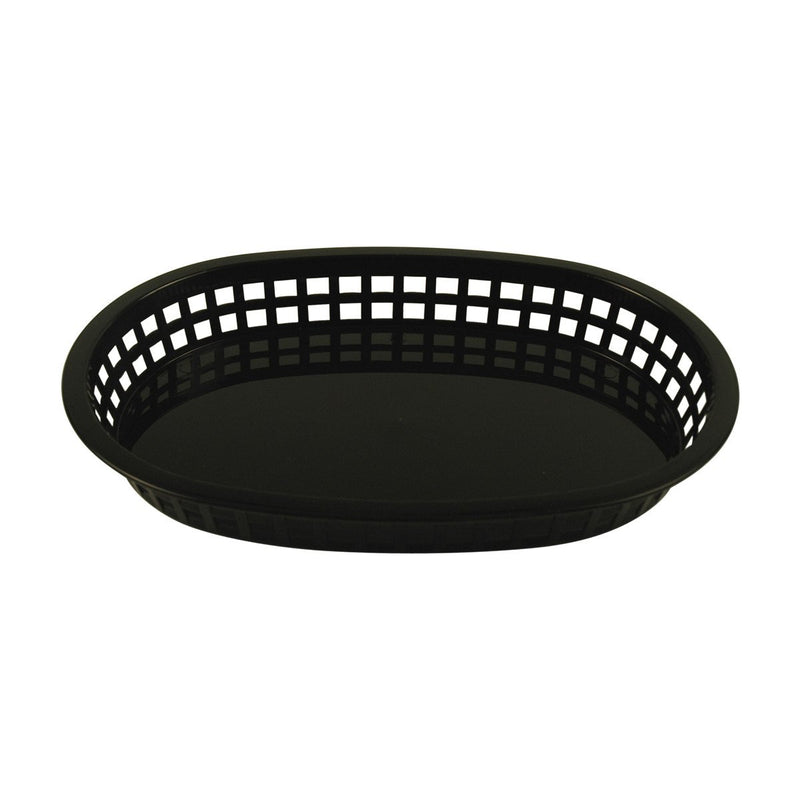 Tablecraft 1076BK 10" Oval Black Plastic Basket