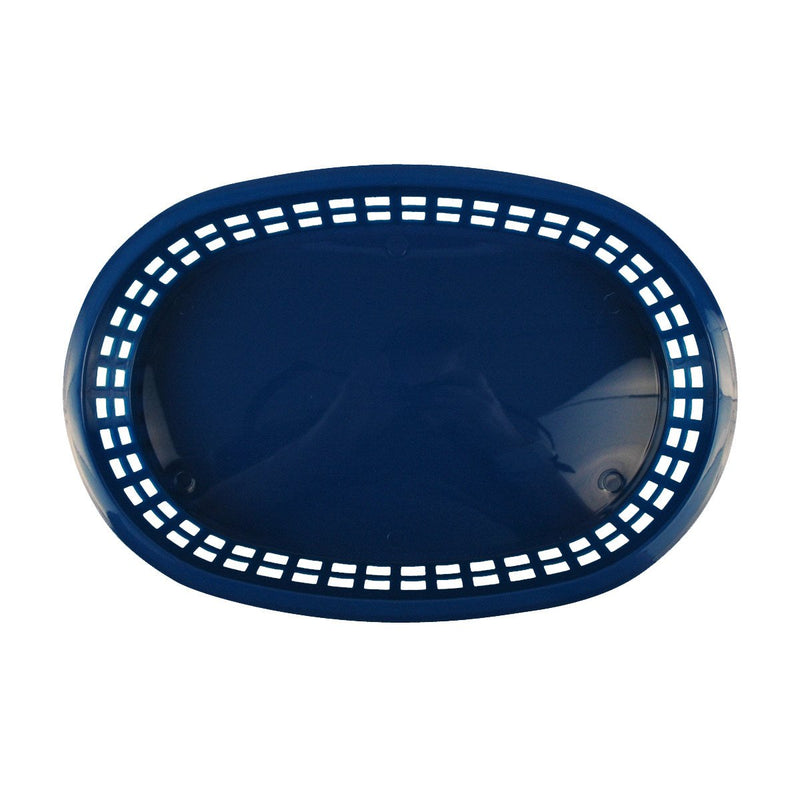 Tablecraft 1076BL 10" Oval Blue Plastic Basket