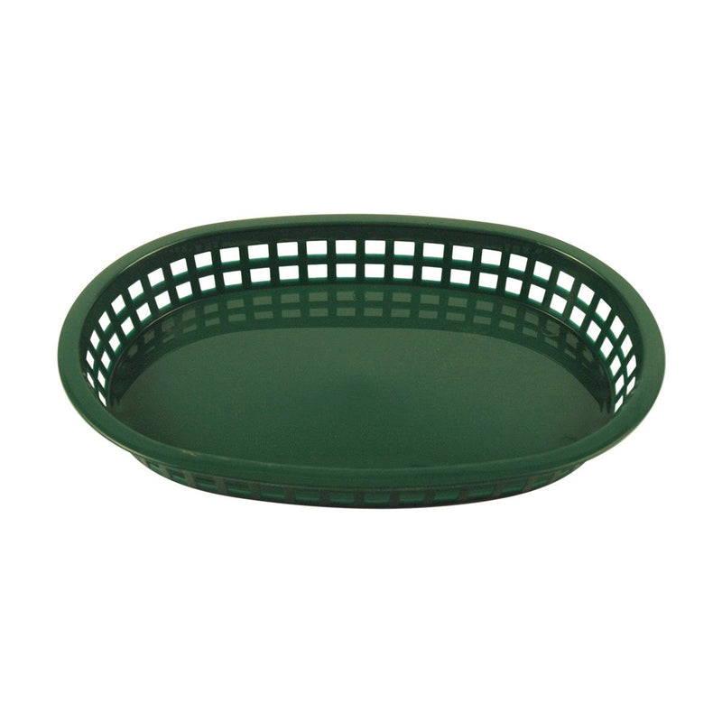Tablecraft 1076FG 10" Oval Forest Green Plastic Basket