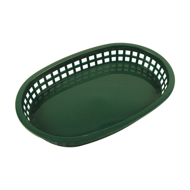 Tablecraft 1076FG 10" Oval Forest Green Plastic Basket